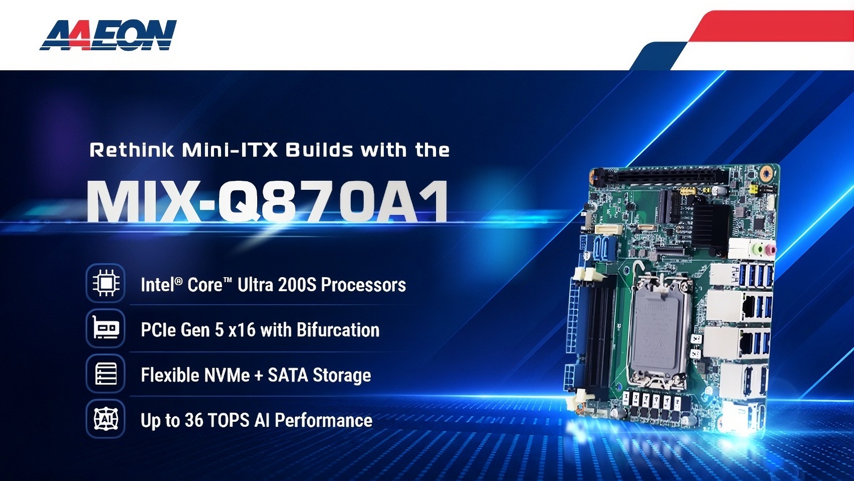 AAEON Launches MIX-Q870A1, a Modular Mini-ITX with 65W Intel Core Ultra 200S Series Support